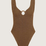 Hunza G Celine Swim with Fabric Covered Hoops | Metalic Cocoa