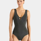 Hunza G Coverage Celine Swim | Crinkle Metallic Graphite (PRE-ORDER)
