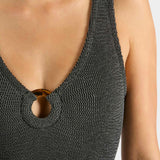 Hunza G Coverage Celine Swim | Crinkle Metallic Graphite (PRE-ORDER)