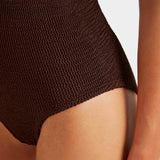 Hunza G Coverage Celine Swim With Tonal Hoops | Metallic Chocolate
