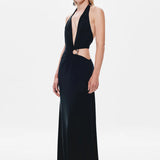 Misha Devon Cupro Maxi Dress | Black