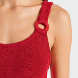 Hunza G Domino Swim with Fabric Covered Hoops | Red
