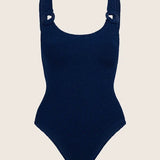 Hunza G Domino Swim with Fabric Covered Hoops | Navy