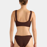 Hunza G Harlow T-Bar Bikini Crinkle | Metallic Chocolate