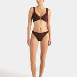 Hunza G Harlow T-Bar Bikini Crinkle | Metallic Chocolate
