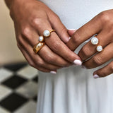 Fairley Double Pearl Ring | Gold