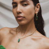 F + H Studios Marquise Statement Earrings | Malachite