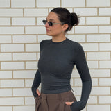 Mossman Brooklyn Top | Charcoal Melange (EXCLUSIVE)