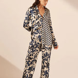 Shona Joy Magnolia Silk Bias Cut Pant | Ivory/Navy