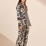 Shona Joy Magnolia Silk Bias Cut Pant | Ivory/Navy