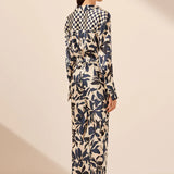 Shona Joy Magnolia Silk Bias Cut Pant | Ivory/Navy