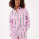 LMND Chiara Classic Shirt | Pink/White Stripe