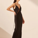 Shona Joy Mia Lace Up Maxi Dress | Black