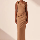 Shona Joy Lani Asymmetrical Gathered Maxi Dress | Cinnamon