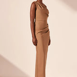 Shona Joy Lani Asymmetrical Gathered Maxi Dress | Cinnamon