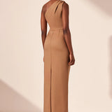 Shona Joy Lani Asymmetrical Gathered Maxi Dress | Cinnamon