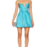 Acler Mornington Mini Dress | Cyan Metallic