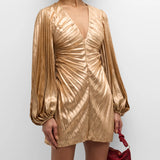 Acler Rothbury Mini Dress | Caramel Metallic