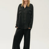 Silk Laundry Boyfriend Shirt | Black
