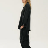 Silk Laundry Boyfriend Shirt | Black