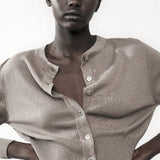 Silk Laundry Cropped Cardigan | Moon