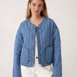 Ceres Life Comfy Quilted Boxy Jacket  | Worn Blue Denim