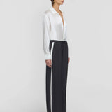 Viktoria & Woods Rocky Pant | Black Cupro Pant With White Stripe