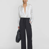 Viktoria & Woods Rocky Pant | Black Cupro Pant With White Stripe