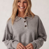 Ceres Life Long Sleeve Rugby Knit | Grey Marle