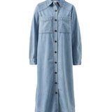 Ceres Life Long Sleeve Yoke Detail Midi Dress | Vintage Blue