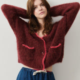 American Vintage Bymi Cardigan | Burgundy Black Melange