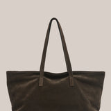 Vestirsi Mia Suede East West Slouchy Tote | Dark Chocolate