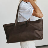 Vestirsi Mia Leather East West Slouchy Tote | Dark Chocolate