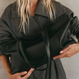 Vestirsi Mia Leather East West Slouchy Tote | Black