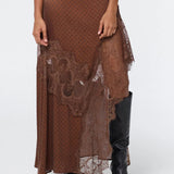 Third Form Visions Lace Frill Dress | Chocolate Polka Dot