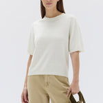 June Silk Knit Short Sleeve Tee Cream