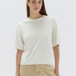 June Silk Knit Short Sleeve Tee Cream