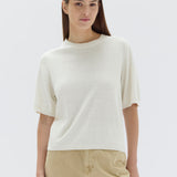 June Silk Knit Short Sleeve Tee Cream