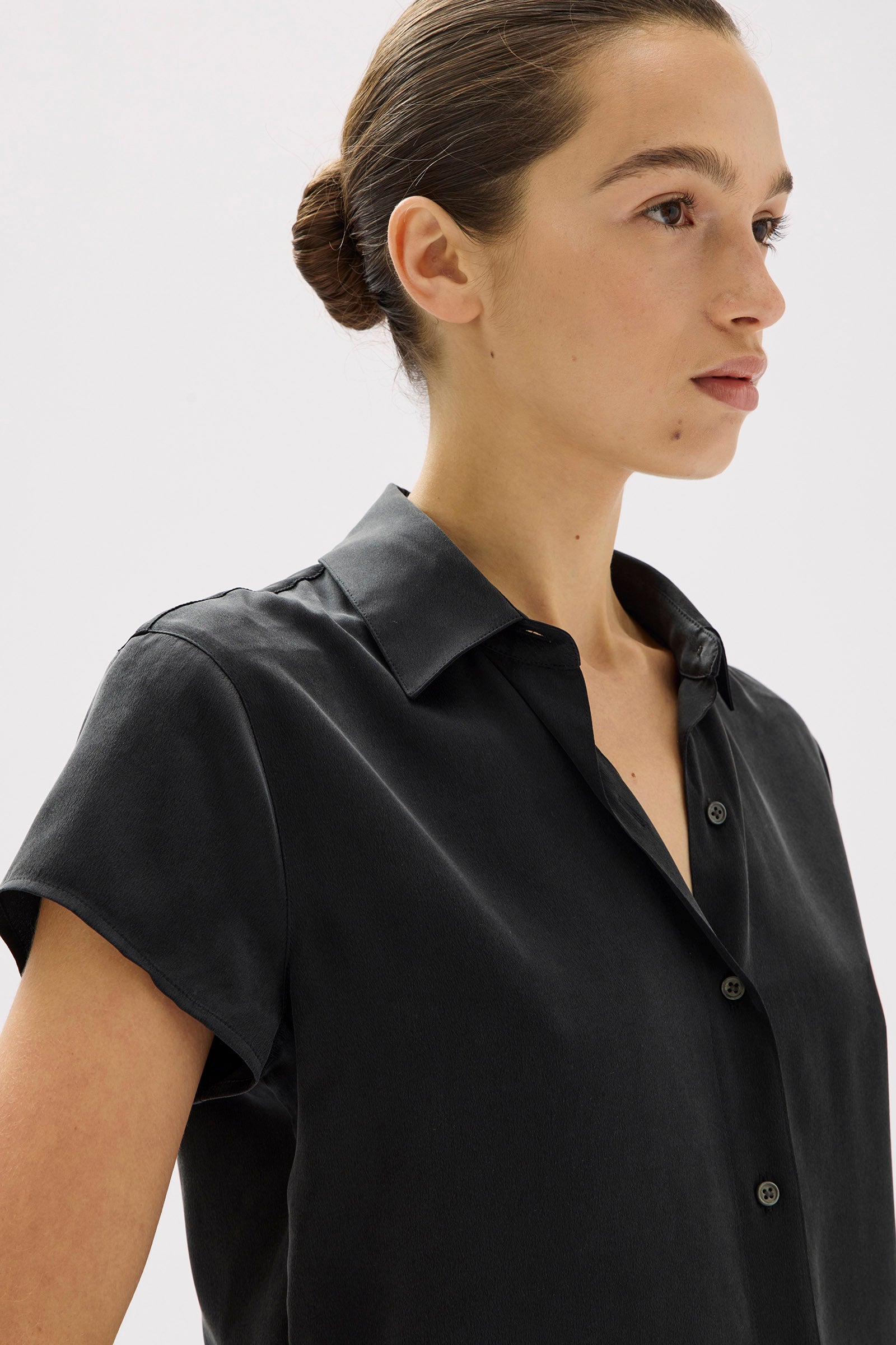 Karri Silk Short Sleeve Shirt Black