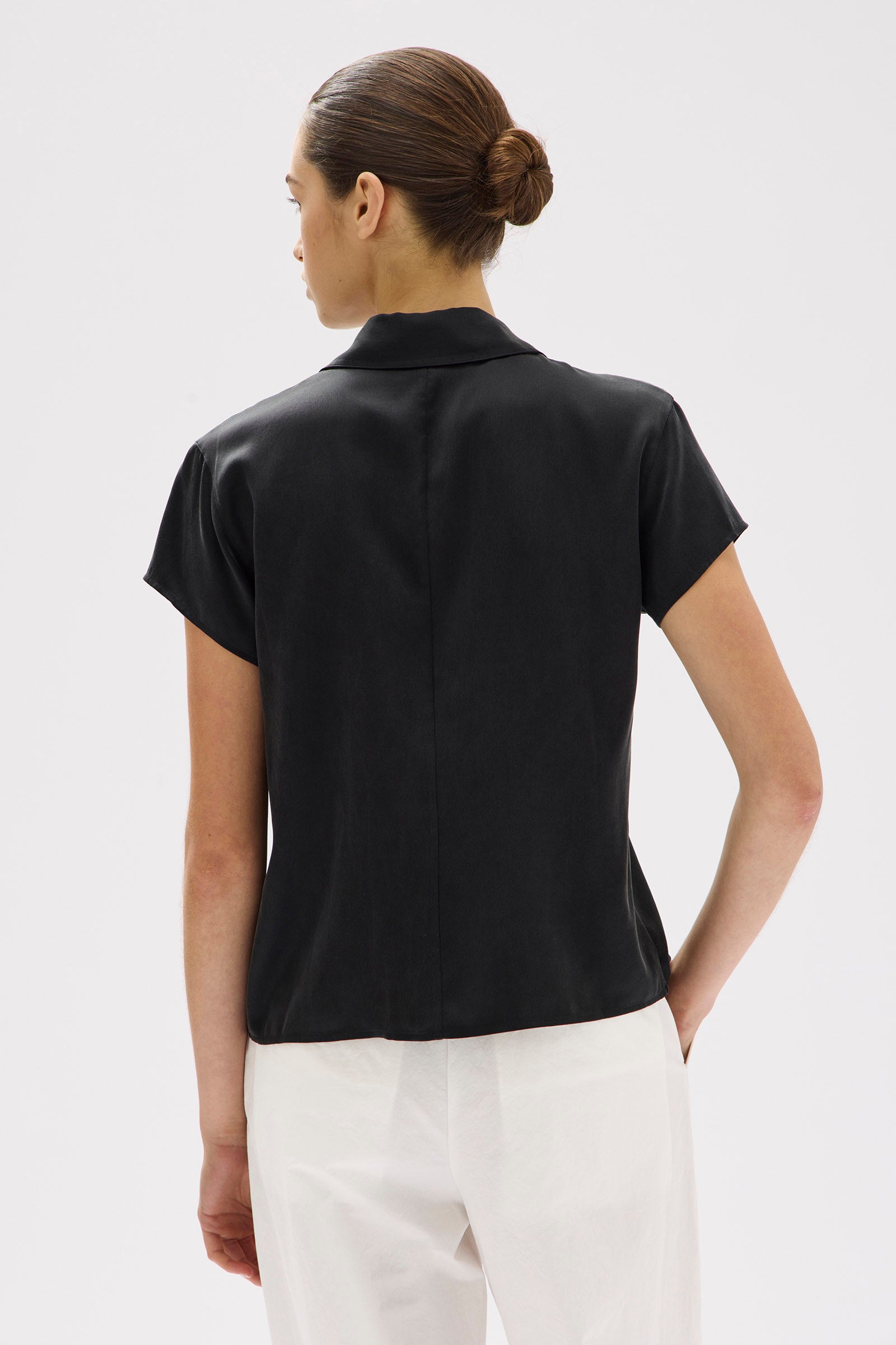 Karri Silk Short Sleeve Shirt Black