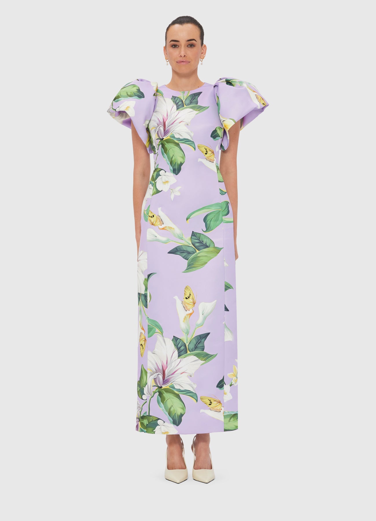 Lucinda Maxi Dress - Lily Blossom Print in Lilac