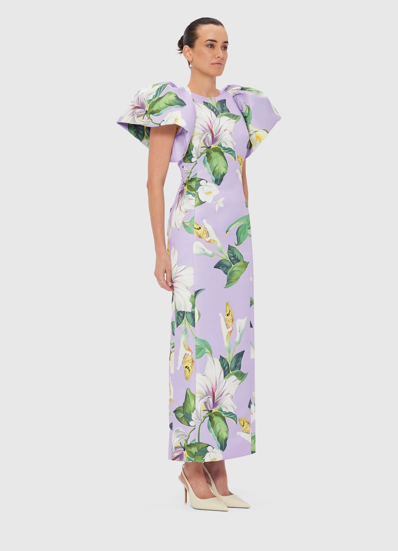 Lucinda Maxi Dress - Lily Blossom Print in Lilac