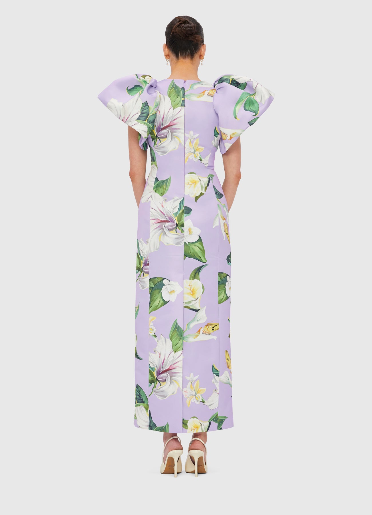 Lucinda Maxi Dress - Lily Blossom Print in Lilac