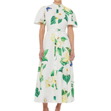 Leo Lin Bianca Short Sleeve Midi Dress | Joie Print in Snow
