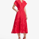 Leo Lin Aubrey Applique Shirt Midi Dress | Scarlet