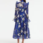 Katrina Butterfly Sleeve Midi Dress - Midnight Magnolia Print