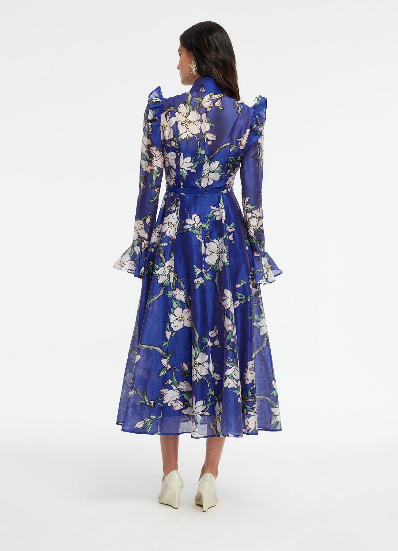 Katrina Butterfly Sleeve Midi Dress - Midnight Magnolia Print