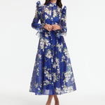 Katrina Butterfly Sleeve Midi Dress - Midnight Magnolia Print