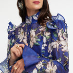 Katrina Butterfly Sleeve Midi Dress - Midnight Magnolia Print