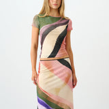 With Harper Lu Midi Skirt Mesh | Wave (PRE-ORDER)